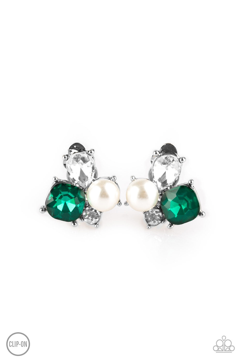 Paparazzi - Highly High-Class - Green Clip-On Earrings