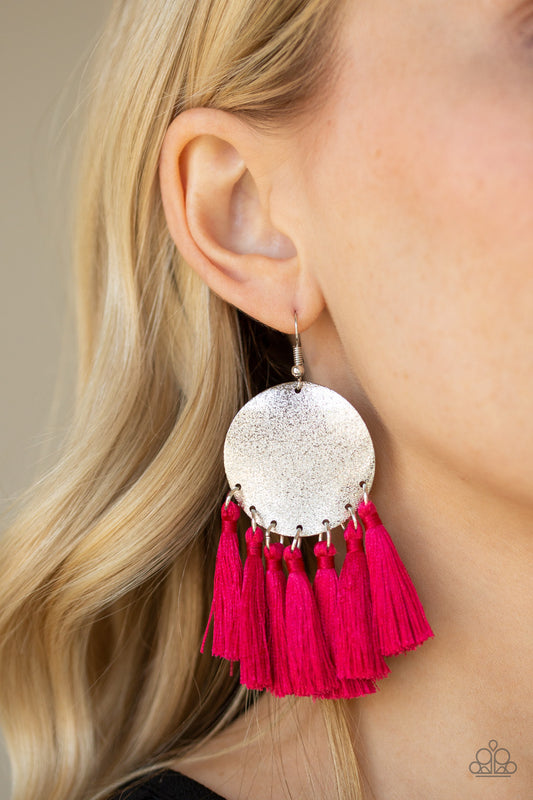 Paparazzi - Tassel Tribute - Pink Tassel Earrings