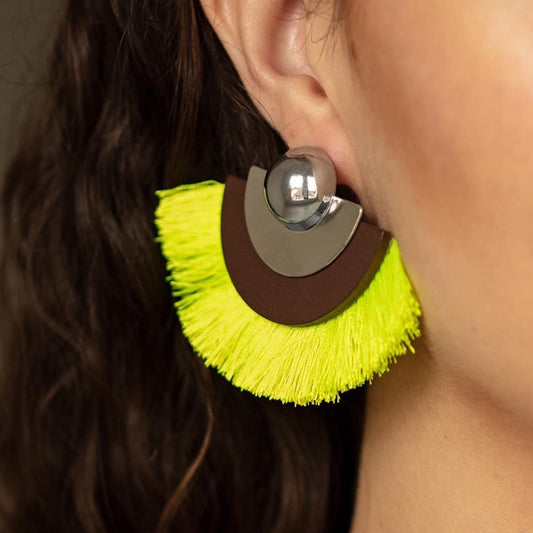 Paparazzi Accessories - Fan The FLAMBOYANCE Yellow Earringsw