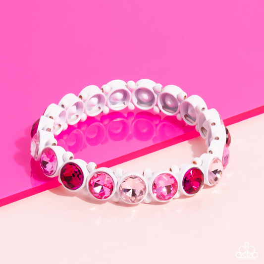 Paparazzi - Sugar-Coated Sparkle - Pink Stretchy Bracelet