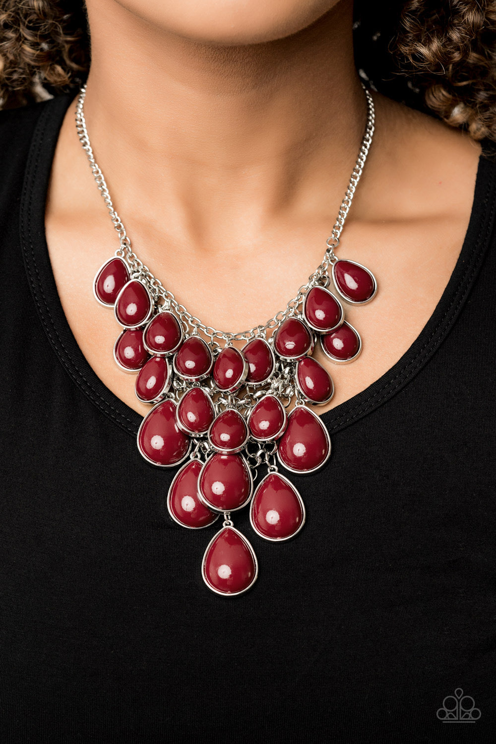 Paparazzi - Shop Til You TEARDROP - Red Necklace