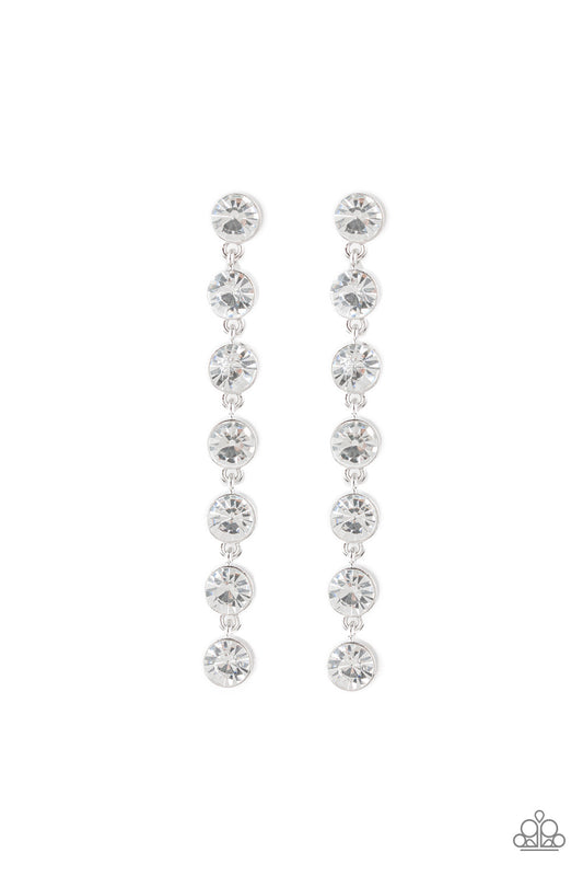 Paparazzi - Dazzling Debonair - White Post Earrings