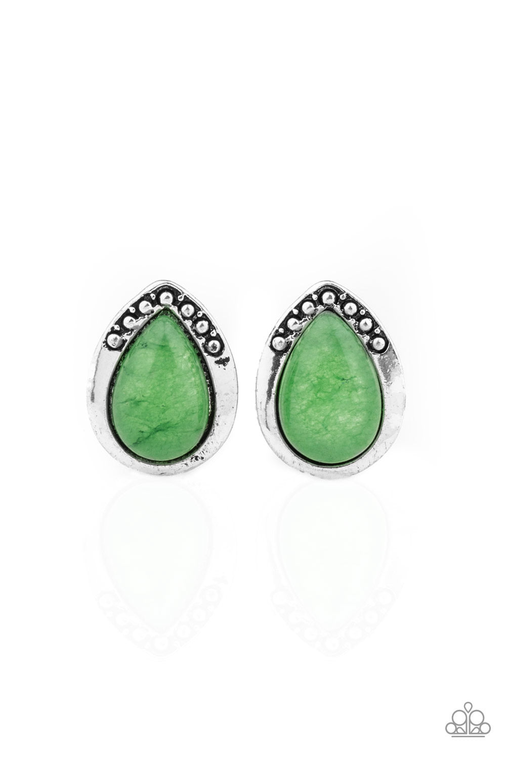 Paparazzi - Stone Spectacular Green Post Earrings