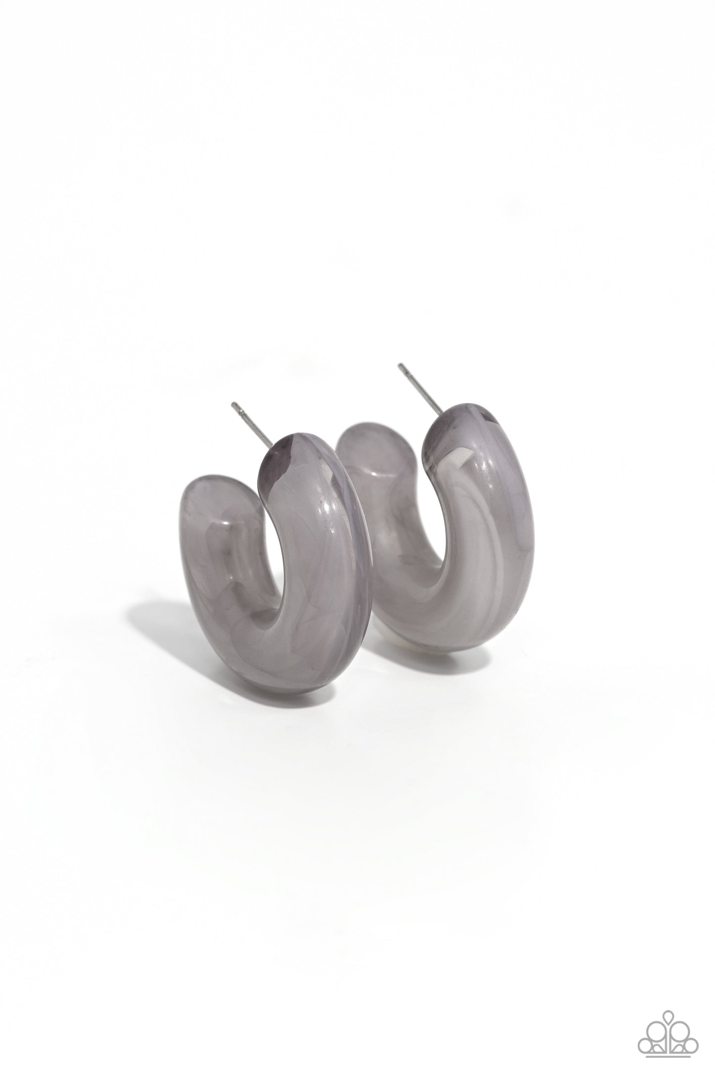 Paparazzi - Acrylic Acclaim - Silver Hoop Earrings