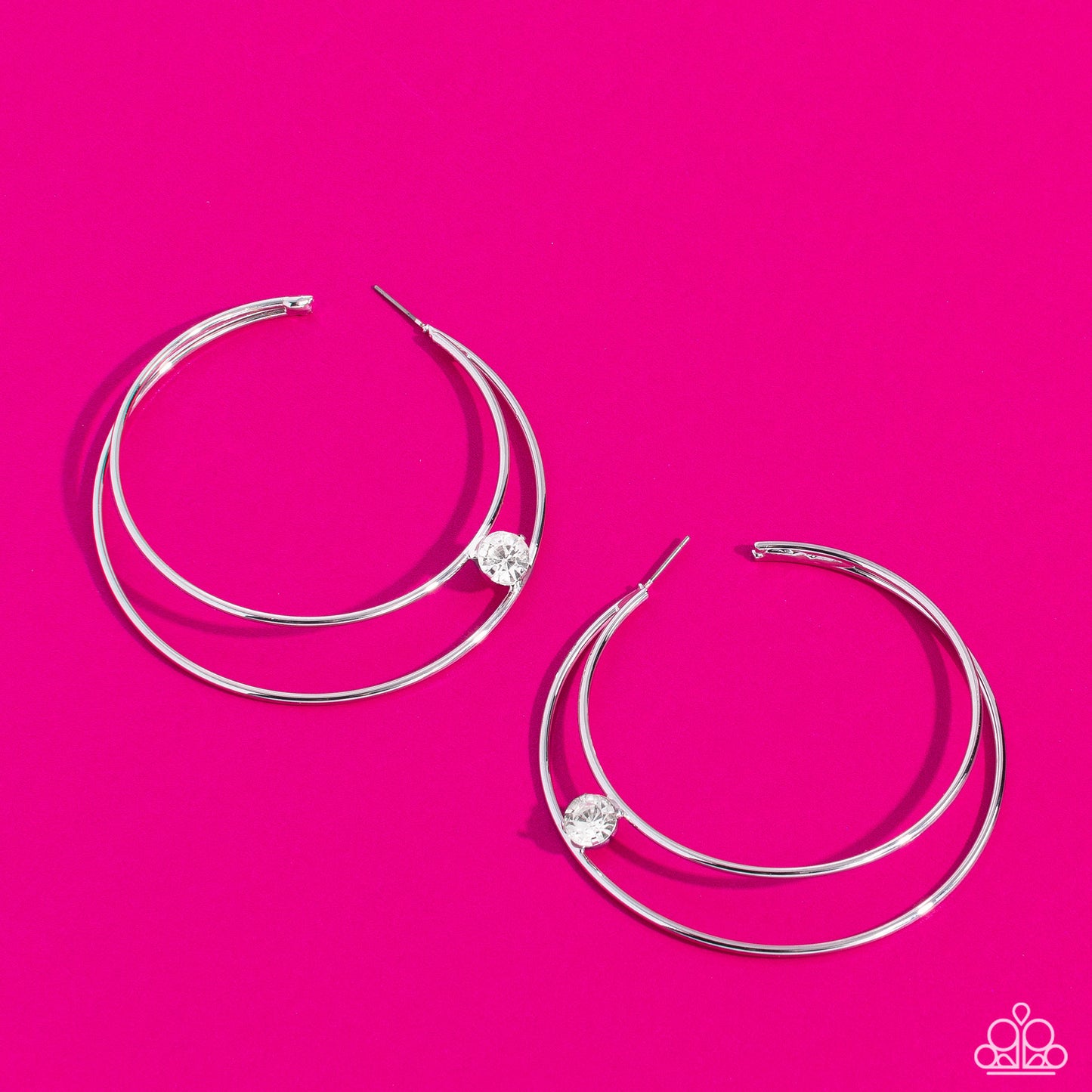 Paparazzi - Theater HOOP - White Hoop Earrings