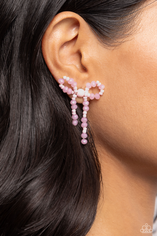 Paparazzi - The BOW Must Go On - Pink Earrings