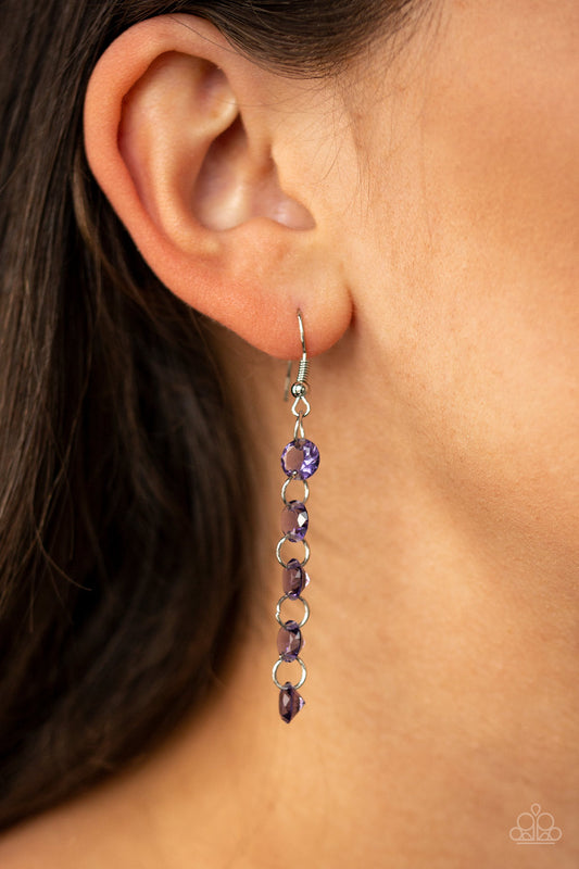 Paparazzi - Trickle-Down Effect - Purple Earrings