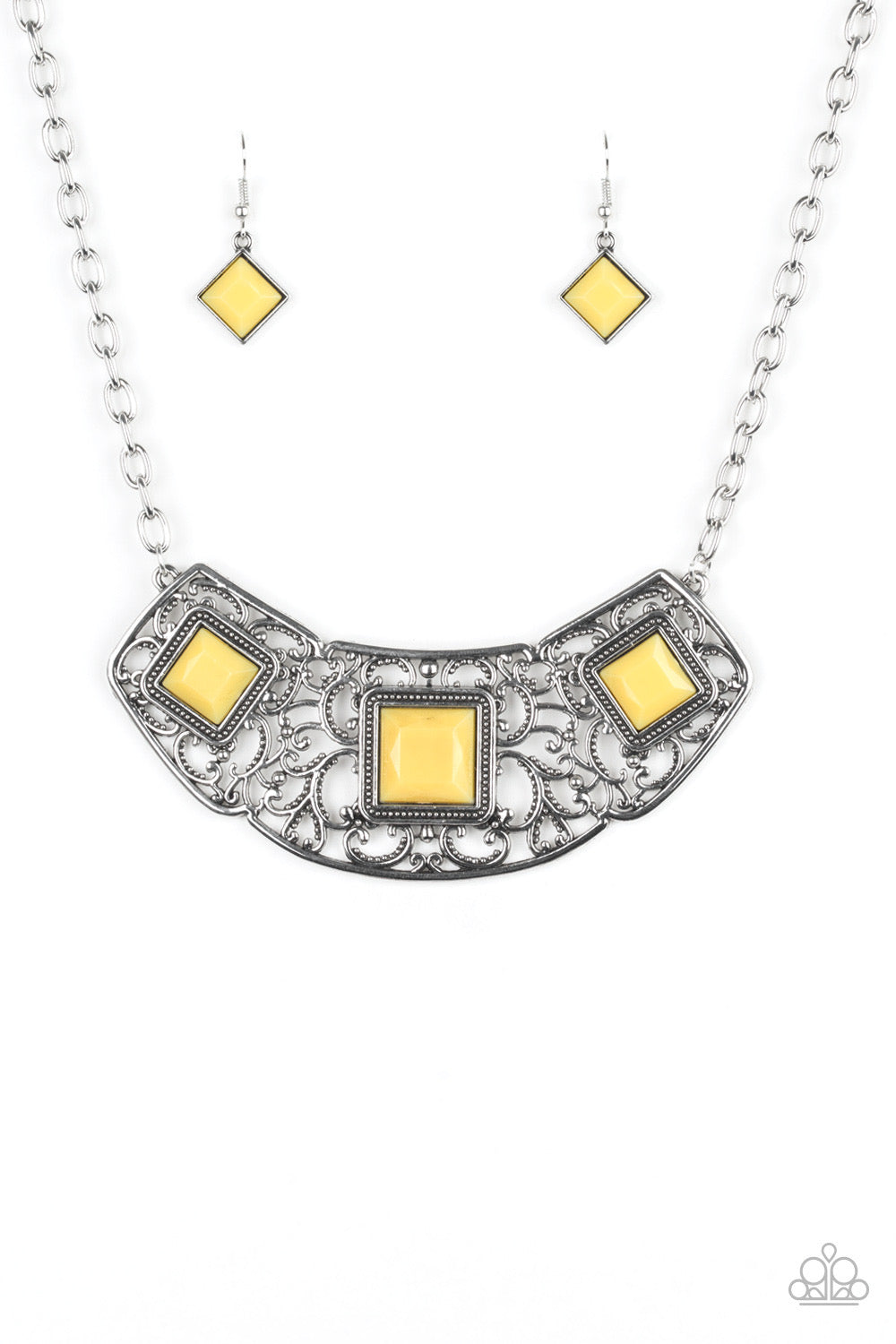 Paparazzi - Feeling Inde-PENDANT - Yellow Necklace