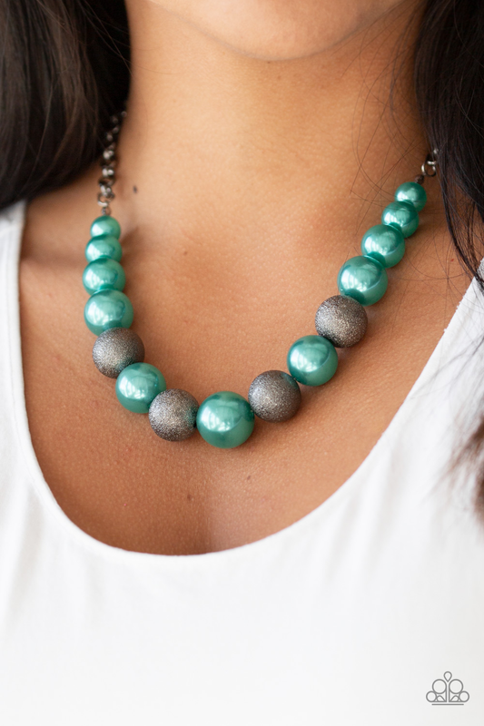 Paparazzi - Color Me CEO - Green Necklace and Humble Hustle - Green Bracelet Set