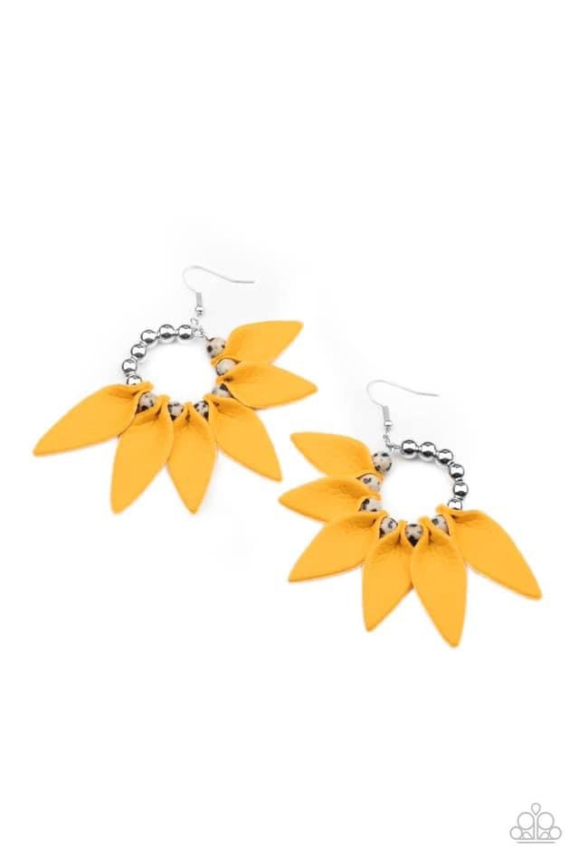 Paparazzi - Flower Child Fever - Yellow Earrings