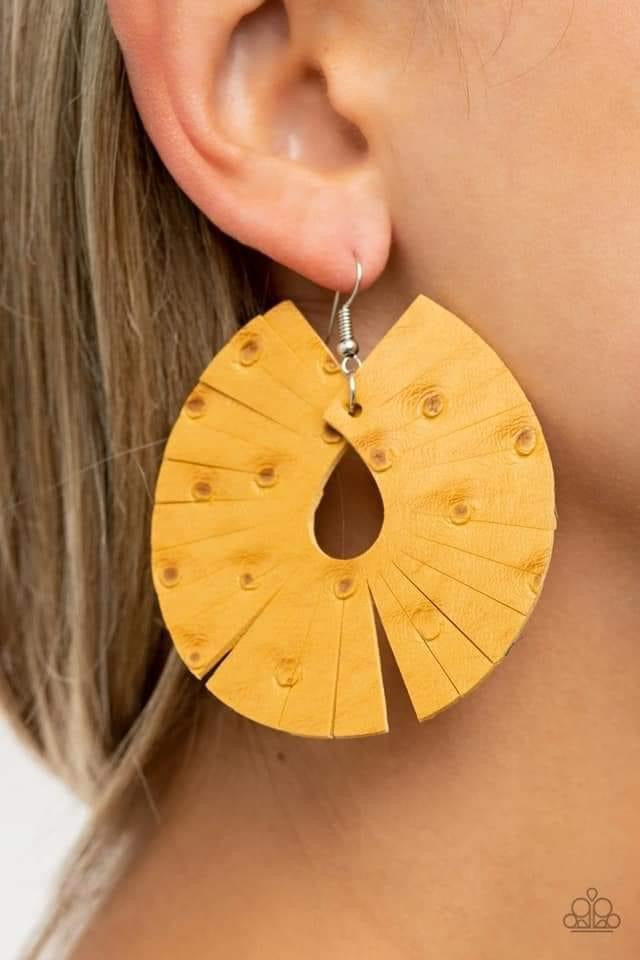 Paparazzi - Palm Islands Yellow Earrings