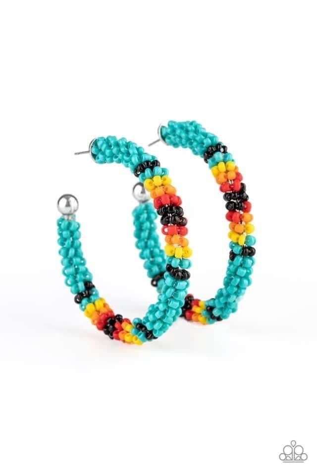 Paparazzi - Bodaciously Beaded - Blue Earrings