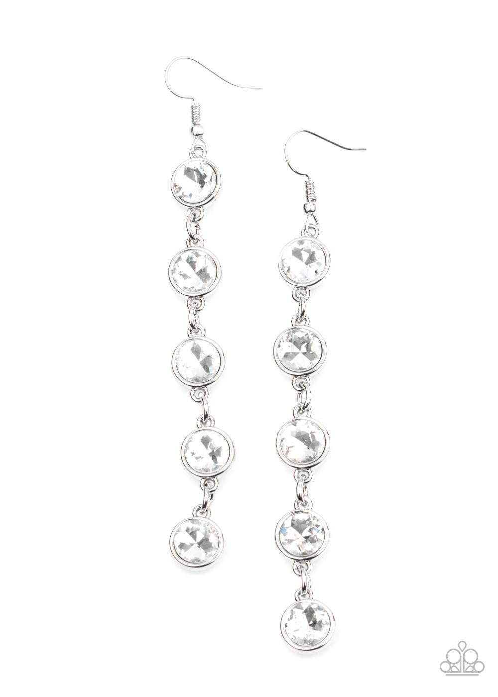 Paparazzi - Trickle Down Twinkle White Earrings