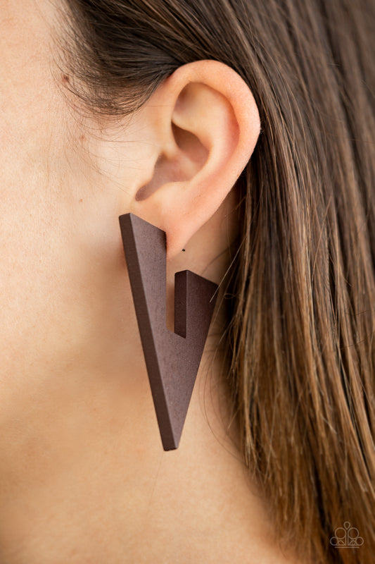 Paparazzi- Boardroom Bravado - Brown Earrings