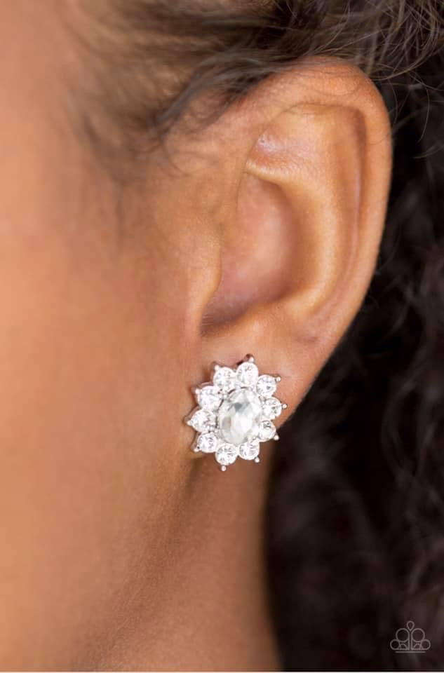 Paparazzi - Starry Nights White Post Earrings