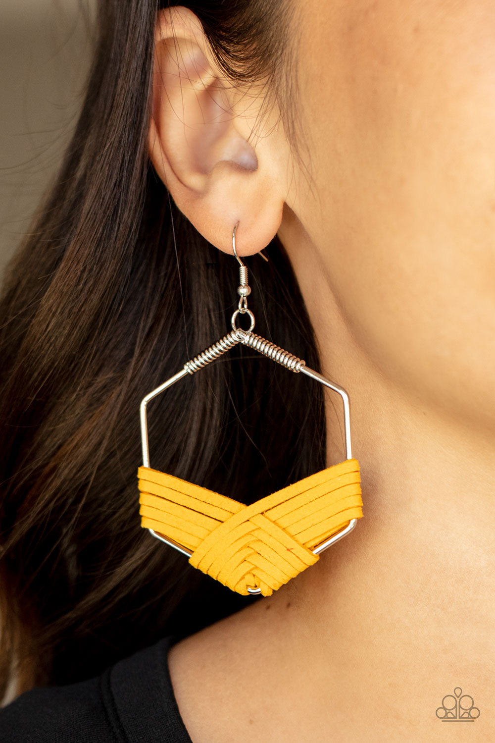 Paparazzi - Suede Solstice - Yellow Earrings