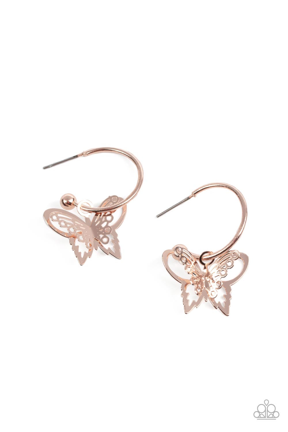 Paparazzi- Butterfly Freestyle - Rose Gold Earrings