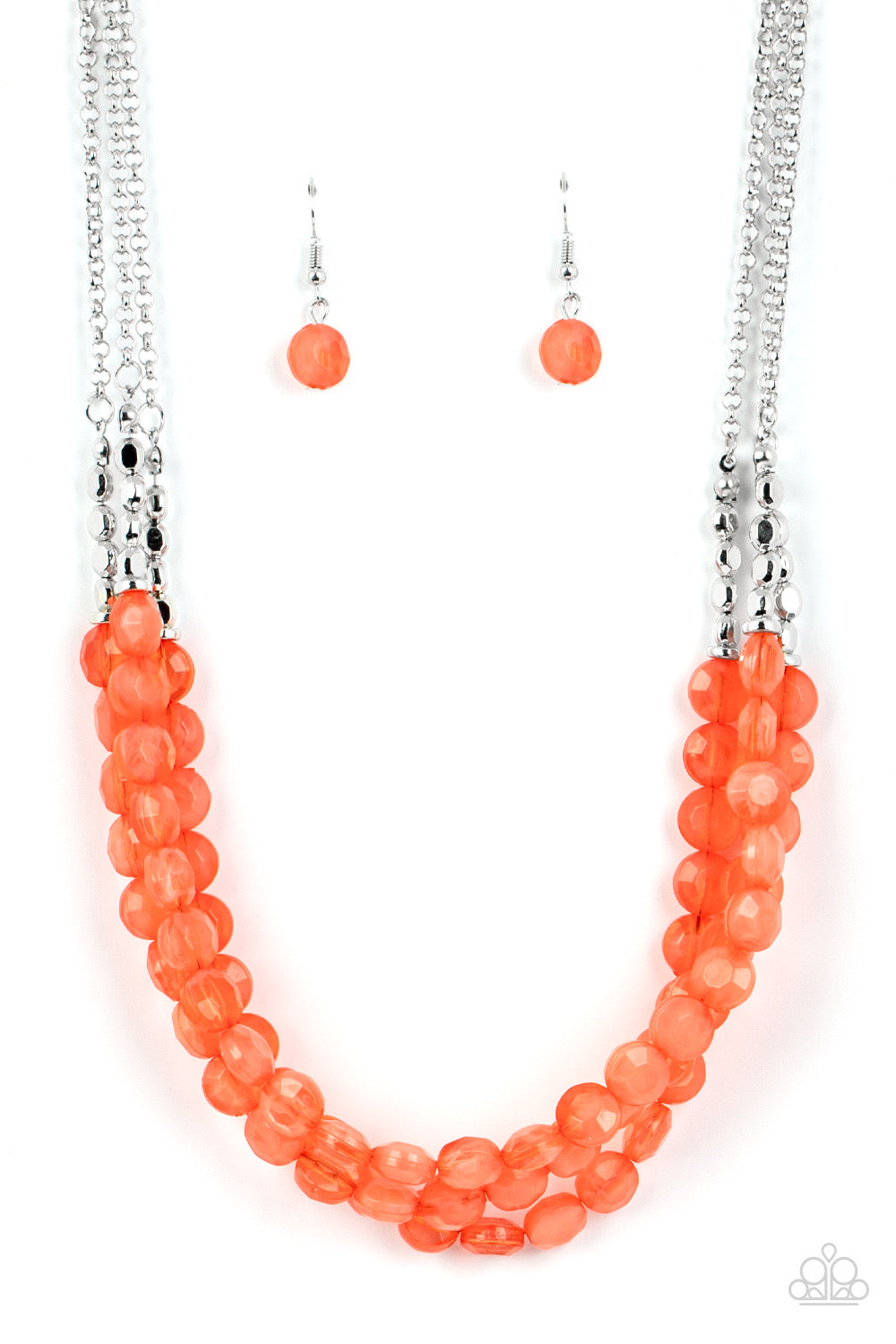 Paparazzi - Pacific Picnic Orange Necklace and Seaside Siesta - Orange Stretchy Bracelet