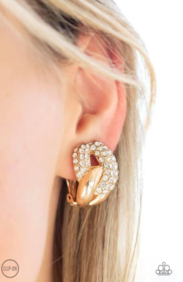 Paparazzi- Definitely Date Night Gold Clip-On Earrings