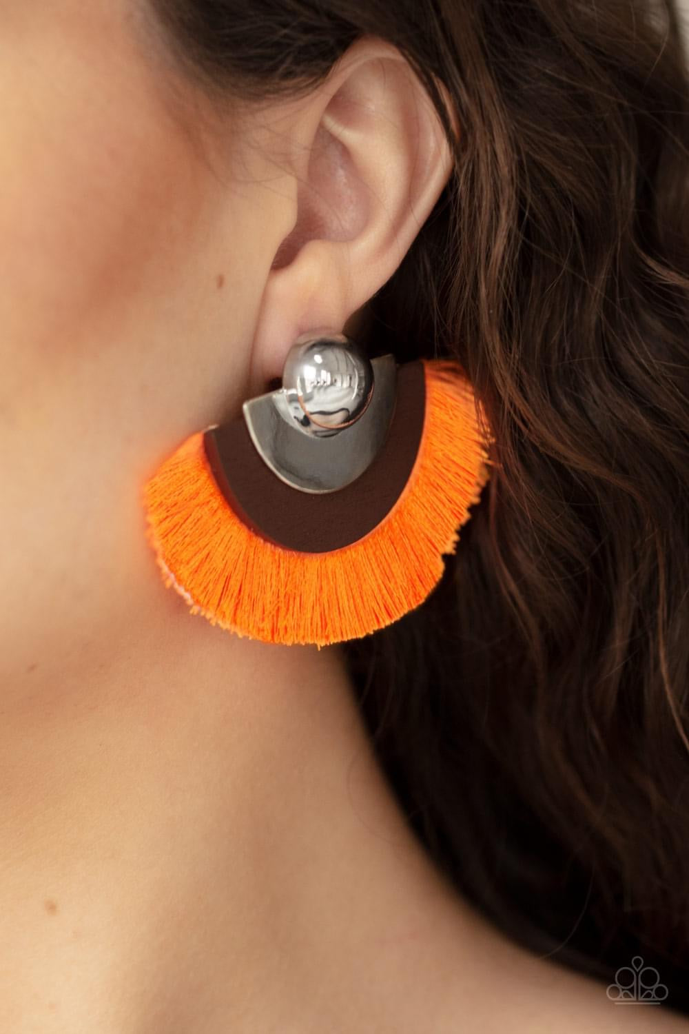 Paparazzi- Fan the Flamboyance- Orange Earrings