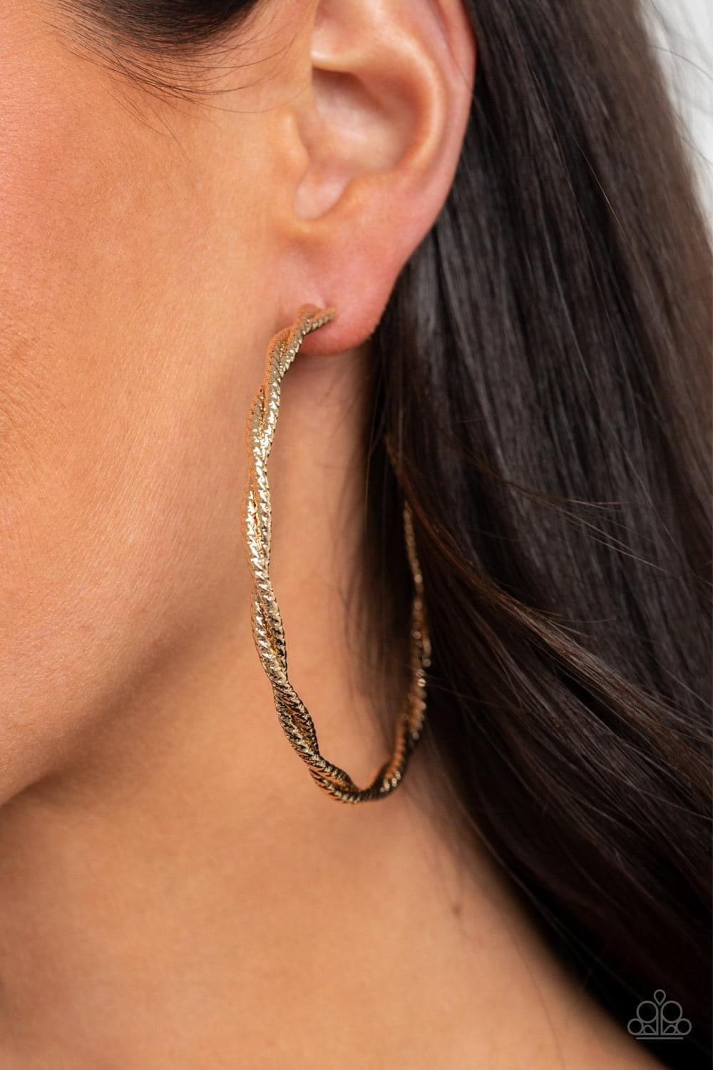 Paparazzi - Totally Throttled Gold Hoops