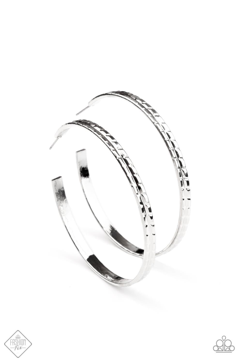 Paparazzi- TREAD All About It Silver Hoop It