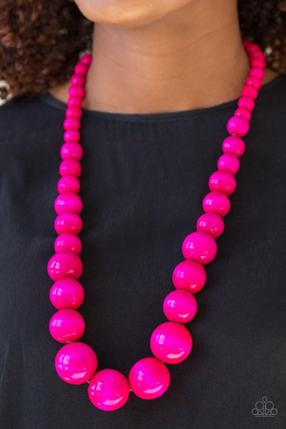 Paparazzi- Effortlessly Everglades - Pink Wooden Necklace