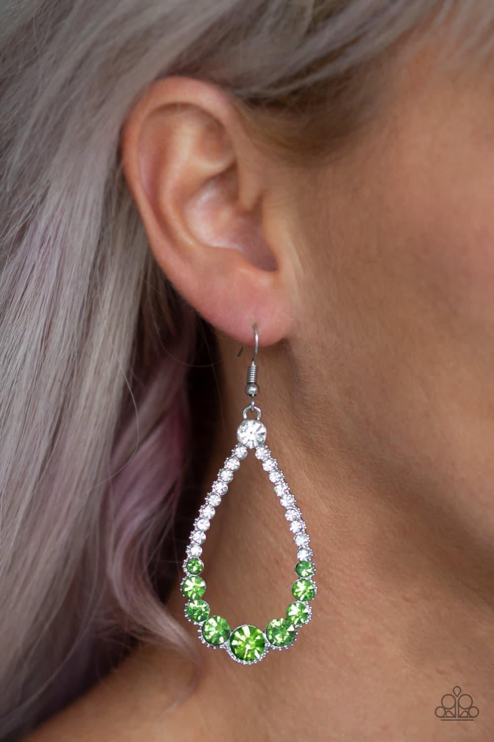 Paparazzi - TOKEN TWINKLE - GREEN TEARDROP EARRINGS