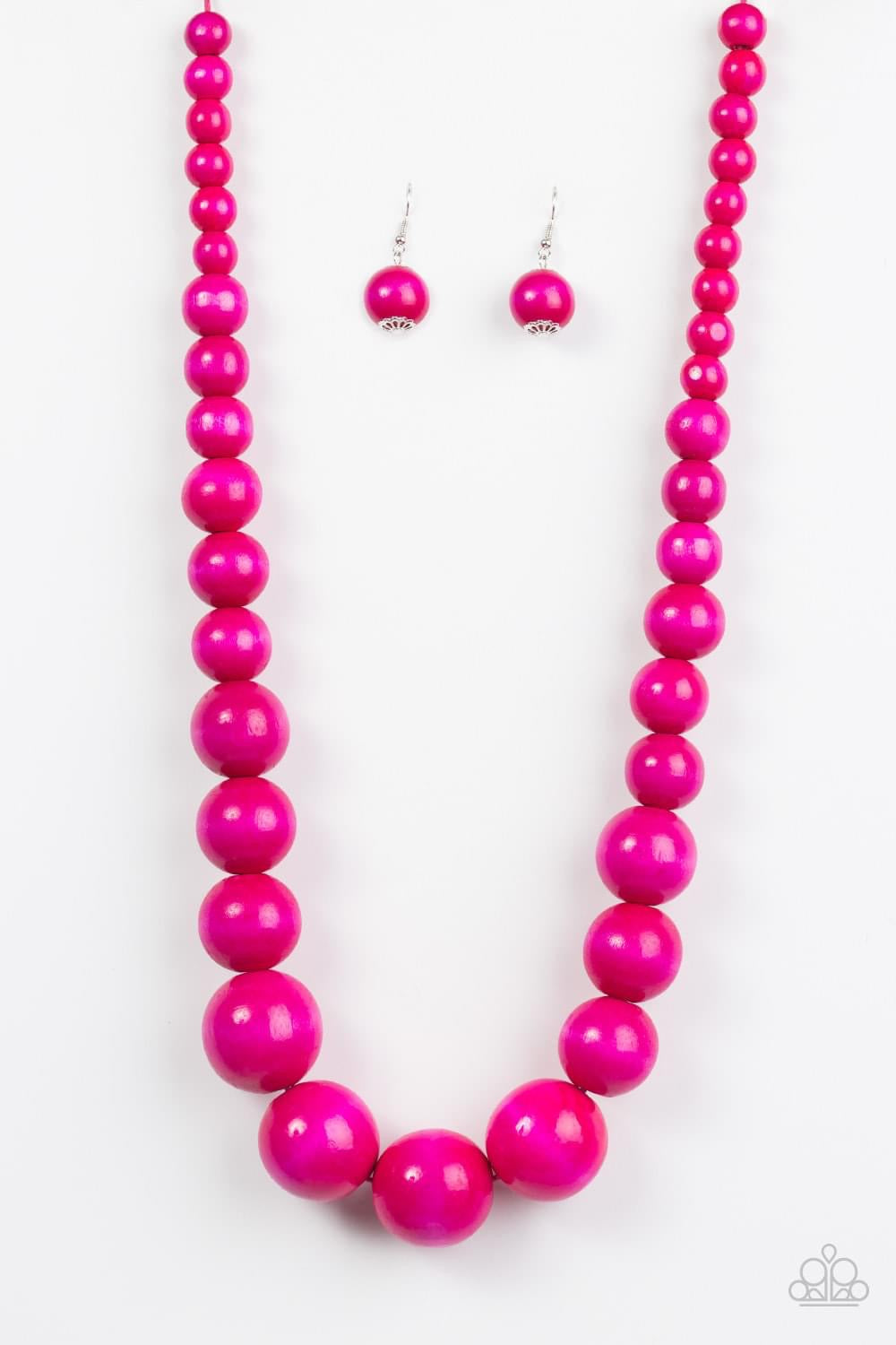 Paparazzi- Effortlessly Everglades - Pink Wooden Necklace