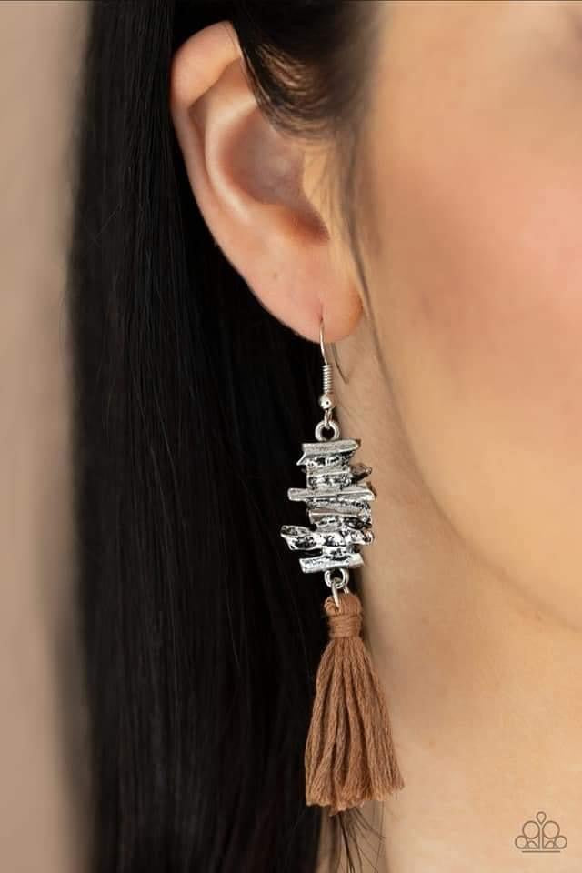 Paparazzi-Tiki Tassel - Brown Earrings