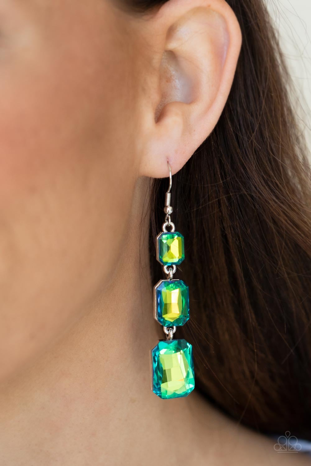 Paparazzi - Cosmic Red Carpet - Green Earrings