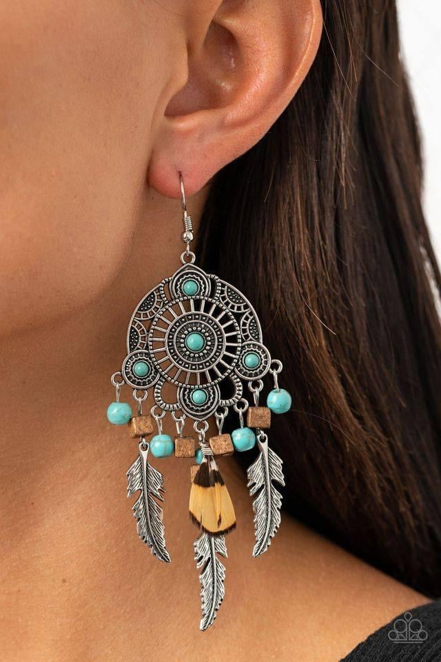 Paparazzi - October Life of the Party - Desert Plains Blue Earrings