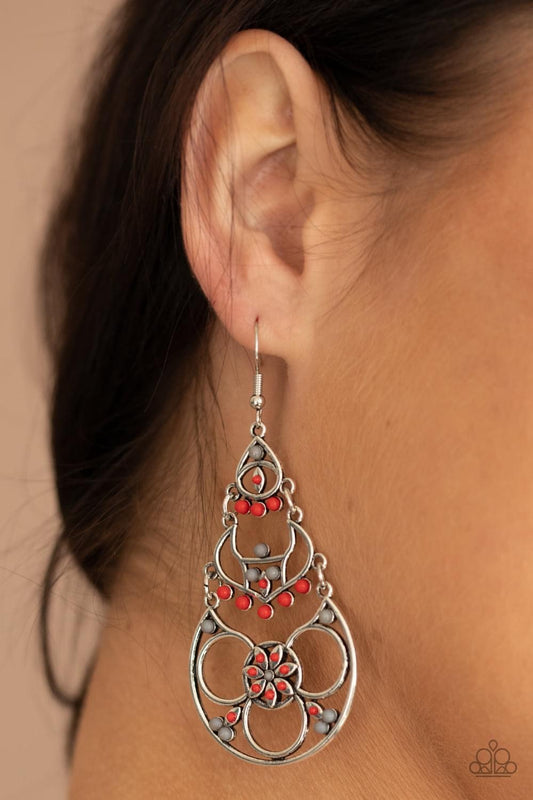 Paparazzi - Garden Melody - Red Earrings