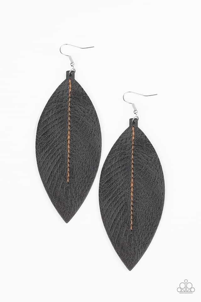 Paparazzi- Naturally Beautiful Black Earrings