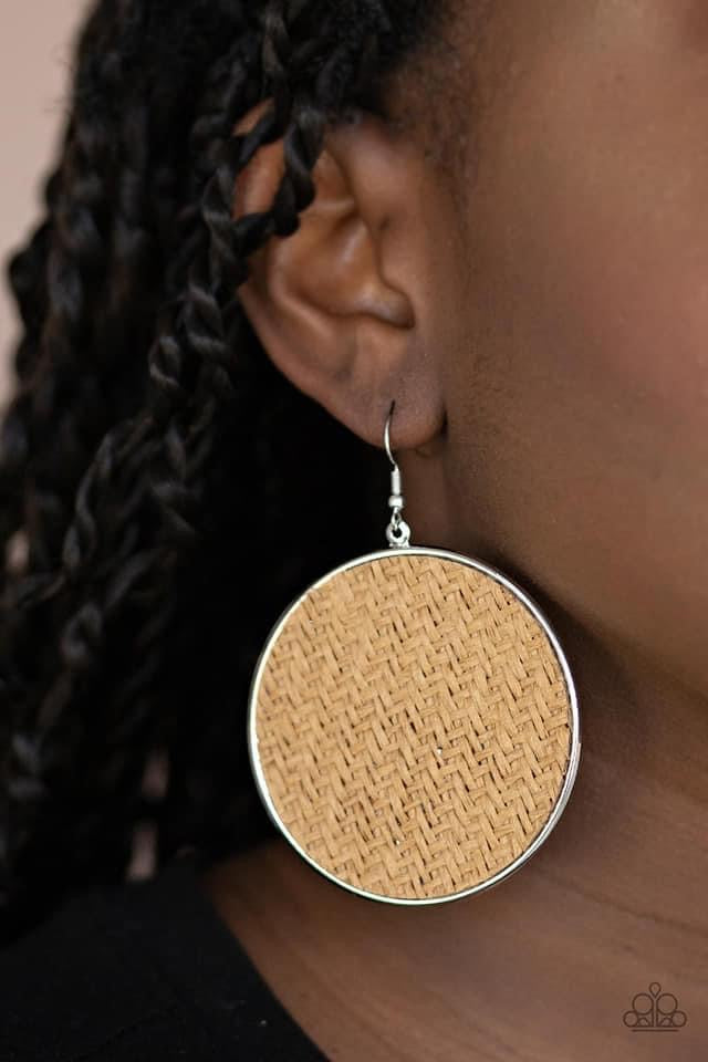 Paparazzi - Wonderfully Woven Brown Earrings