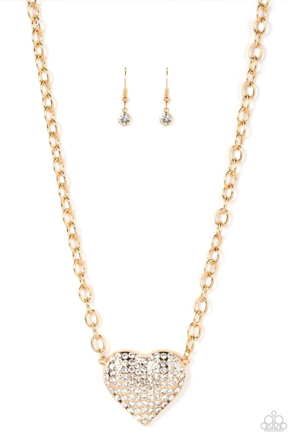 Paparazzi - HeartBreakingly Blingy Gold Necklace