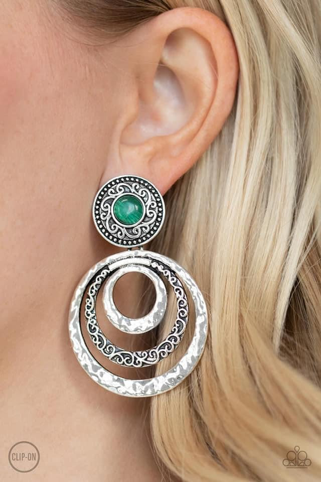 Paparazzi- Bare Your Soul - Green Clip-On Earrings