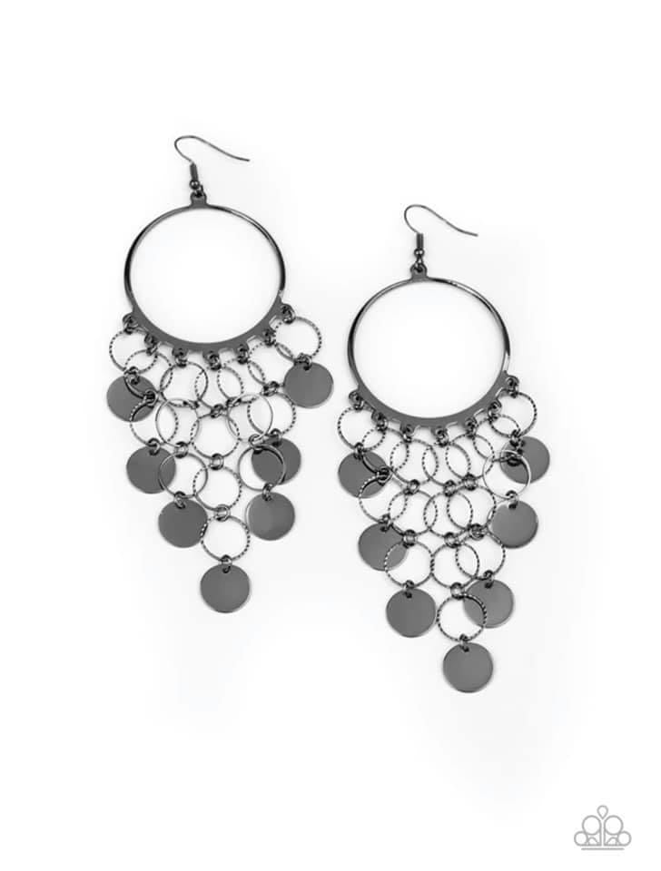 Paparazzi - Take a CHIME Out - Black Earrings