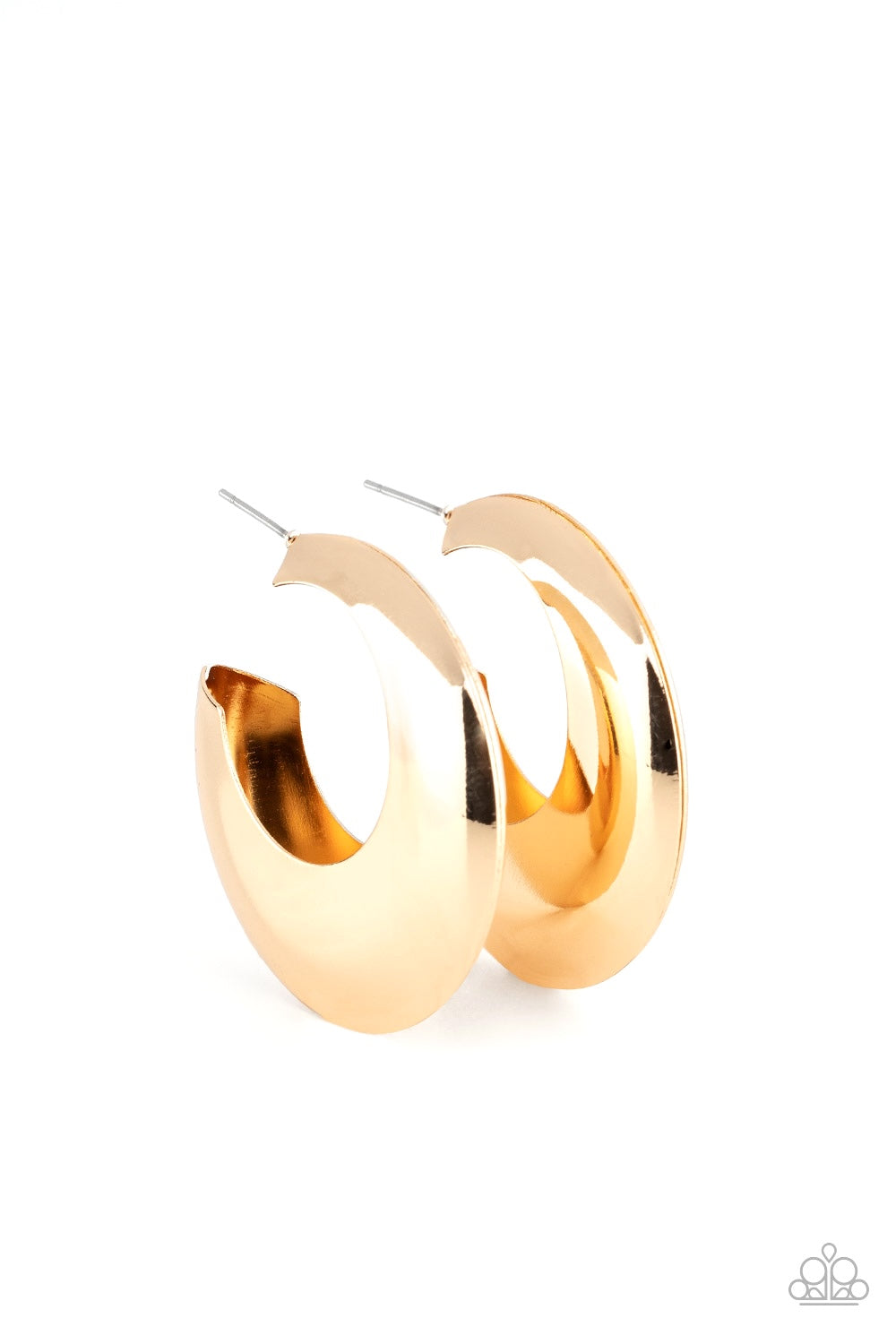 Paparazzi - Chic-CRESCENTO Gold Hoop Earrings