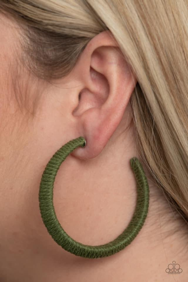 Paparazzi - TWINE and Dine - Green Earrings