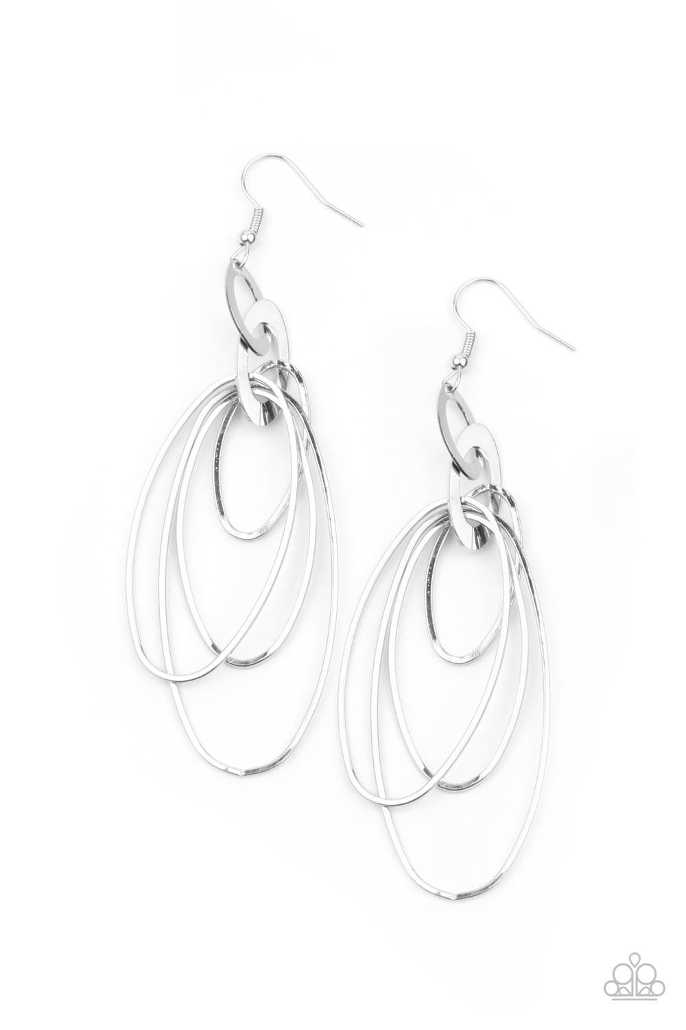 Paparazzi- OVAL The Moon Silver Earrings