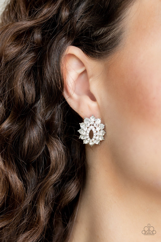 Paparazzi - Brighten The Moment - White Post Earrings