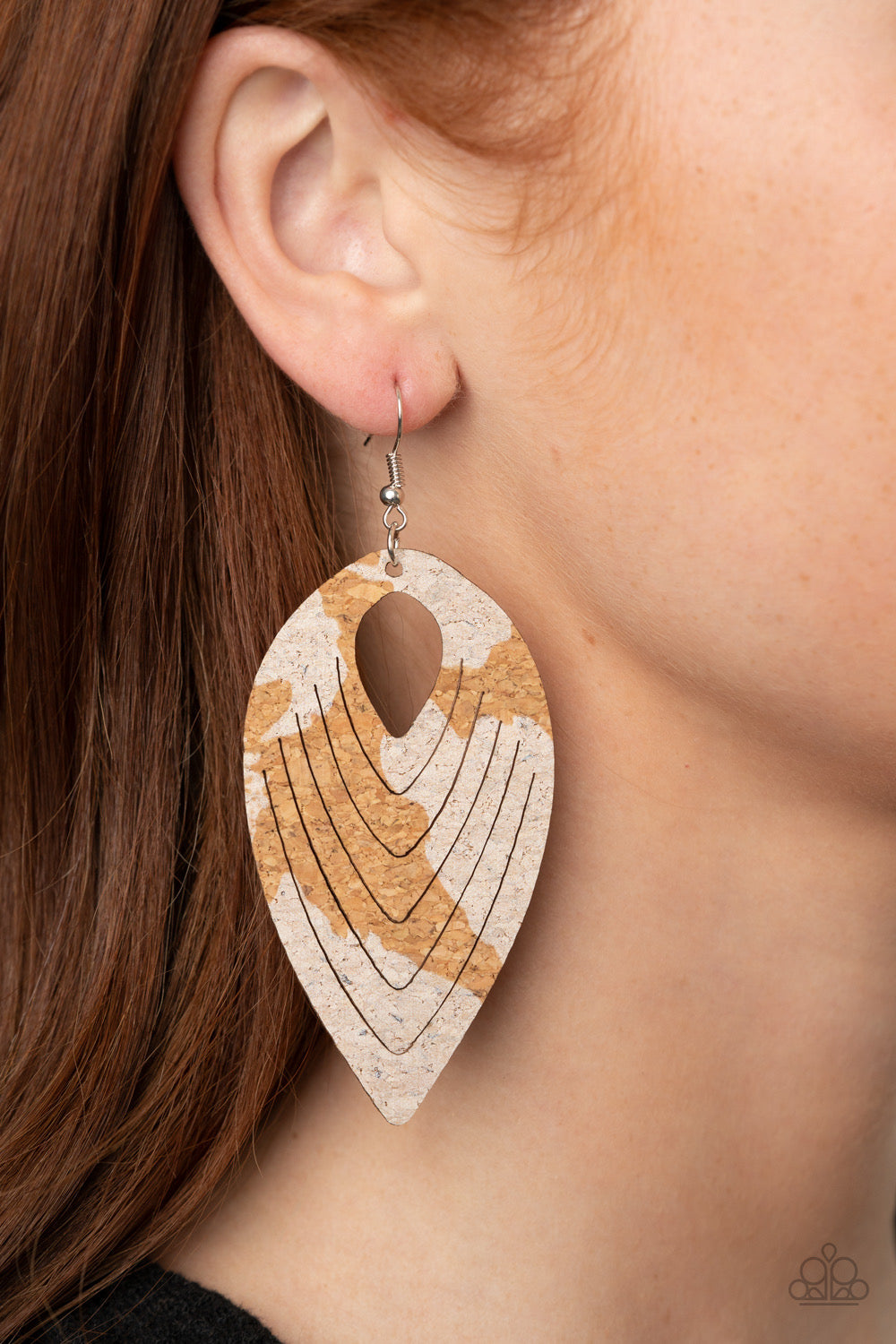 Paparazzi- Cork Cabana White Earrings