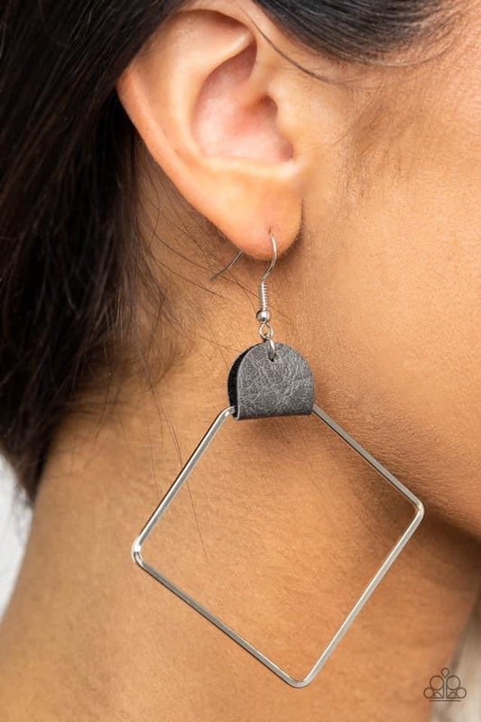 Paparazzi - Friends of a LEATHER - Silver Earrings