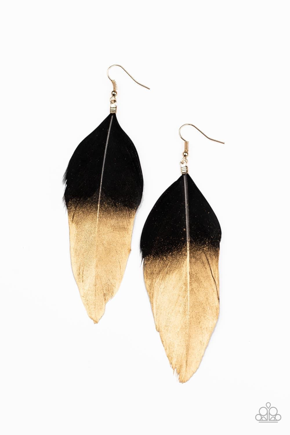 Paparazzi- Fleek Feathers Black Earrings