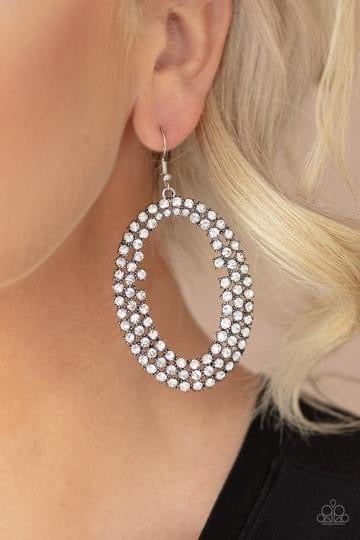 Paparazzi - Radical Razzle - White Earrings