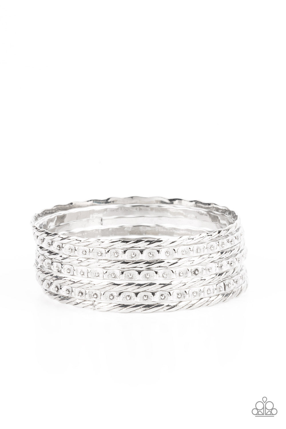 Paparazzi - Back-To-Back Stacks - Silver Bangle Bracelets