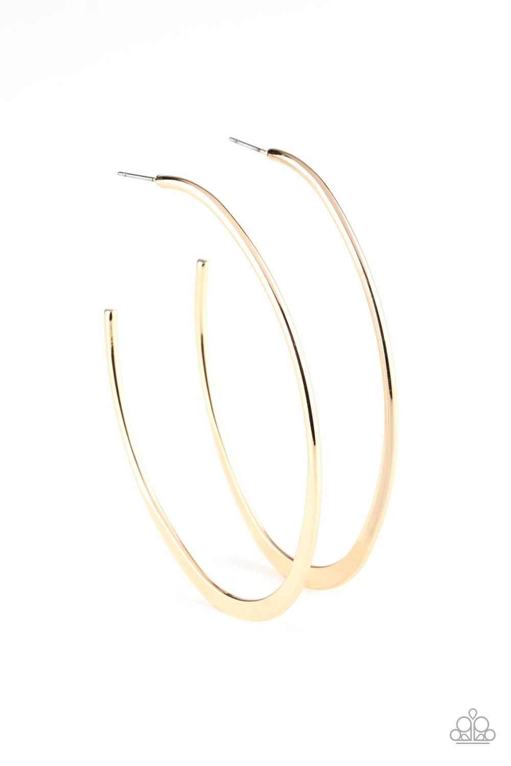 Paparazzi - Flatlined - Gold Hoop Earrings