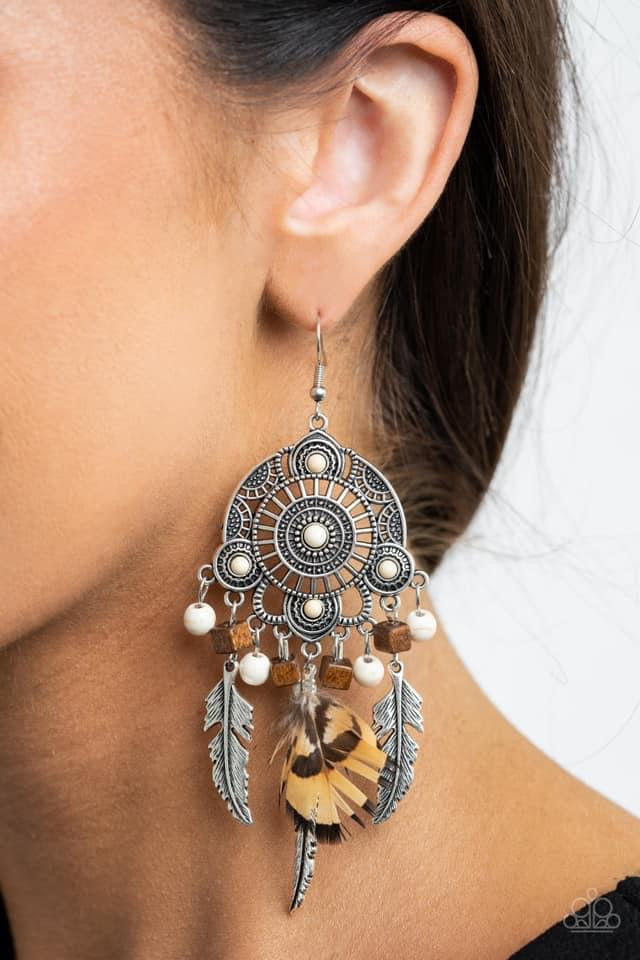 Paparazzi - Desert Plains White Earrings