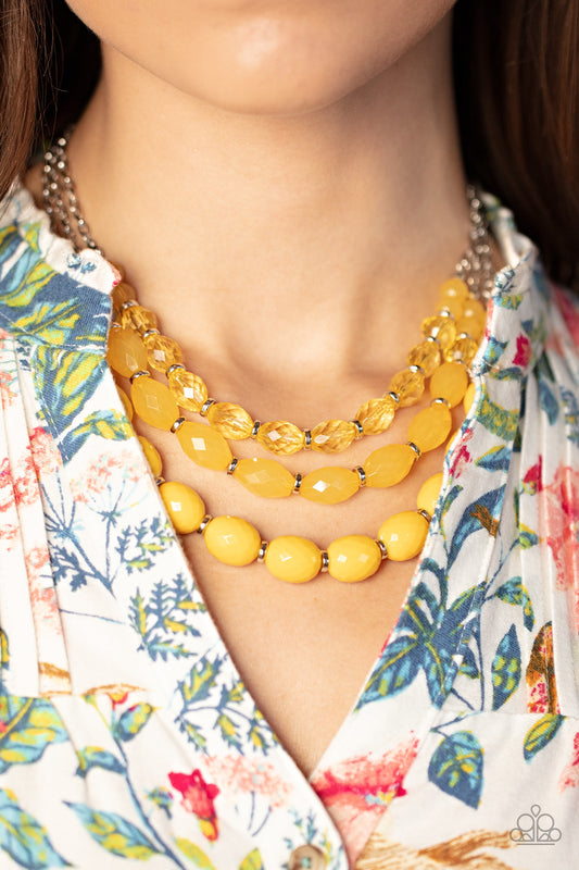 Paparazzi - Tropical Hideaway Yellow Necklace and High Tide Hammock - Yellow Bracelet